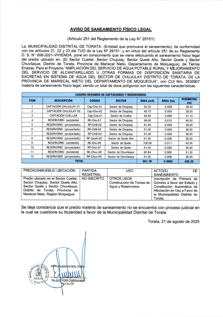 AVISO DE SANEAMIENTO FÍSICO LEGAL