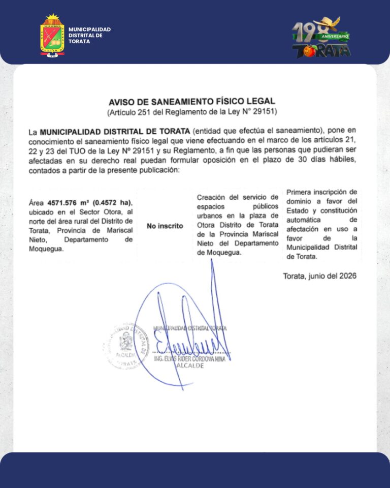 AVISO DE SANEAMIENTO FISICO LEGAL