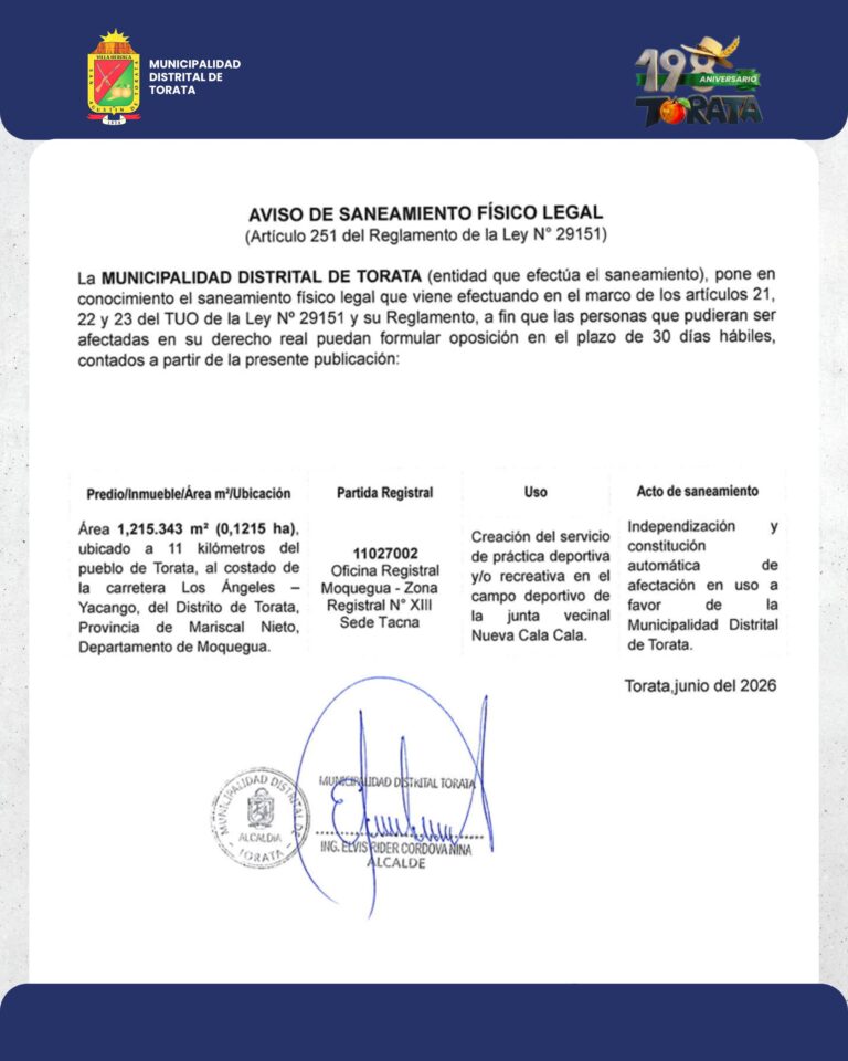AVISO DE SANEAMIENTO FISICO LEGAL