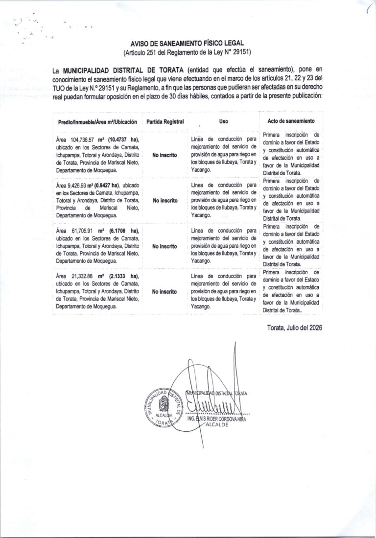 AVISO DE SANEAMIENTO FISICO LEGAL